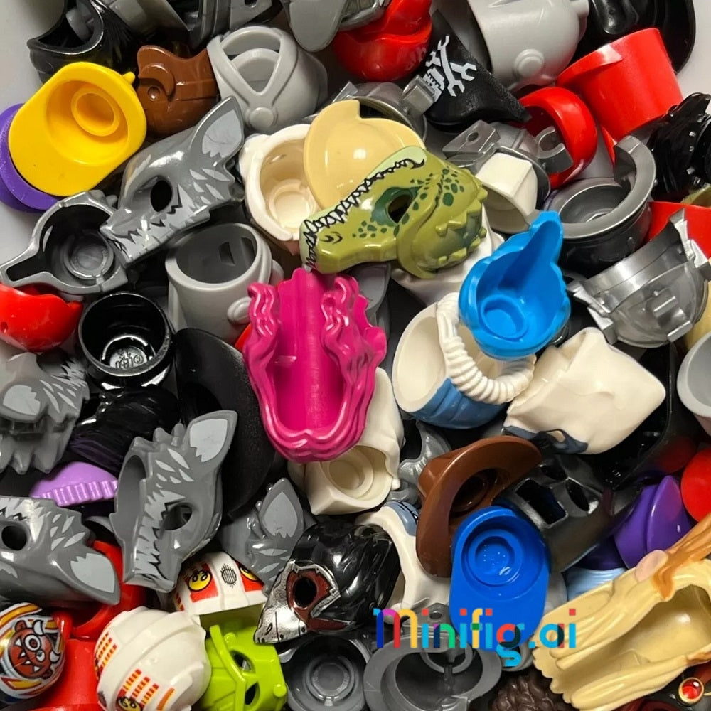Bulk LEGO® Minifigure Headgear (Hats, Hair, Helmets) - Pack of 10 to 100 exclusive collection
