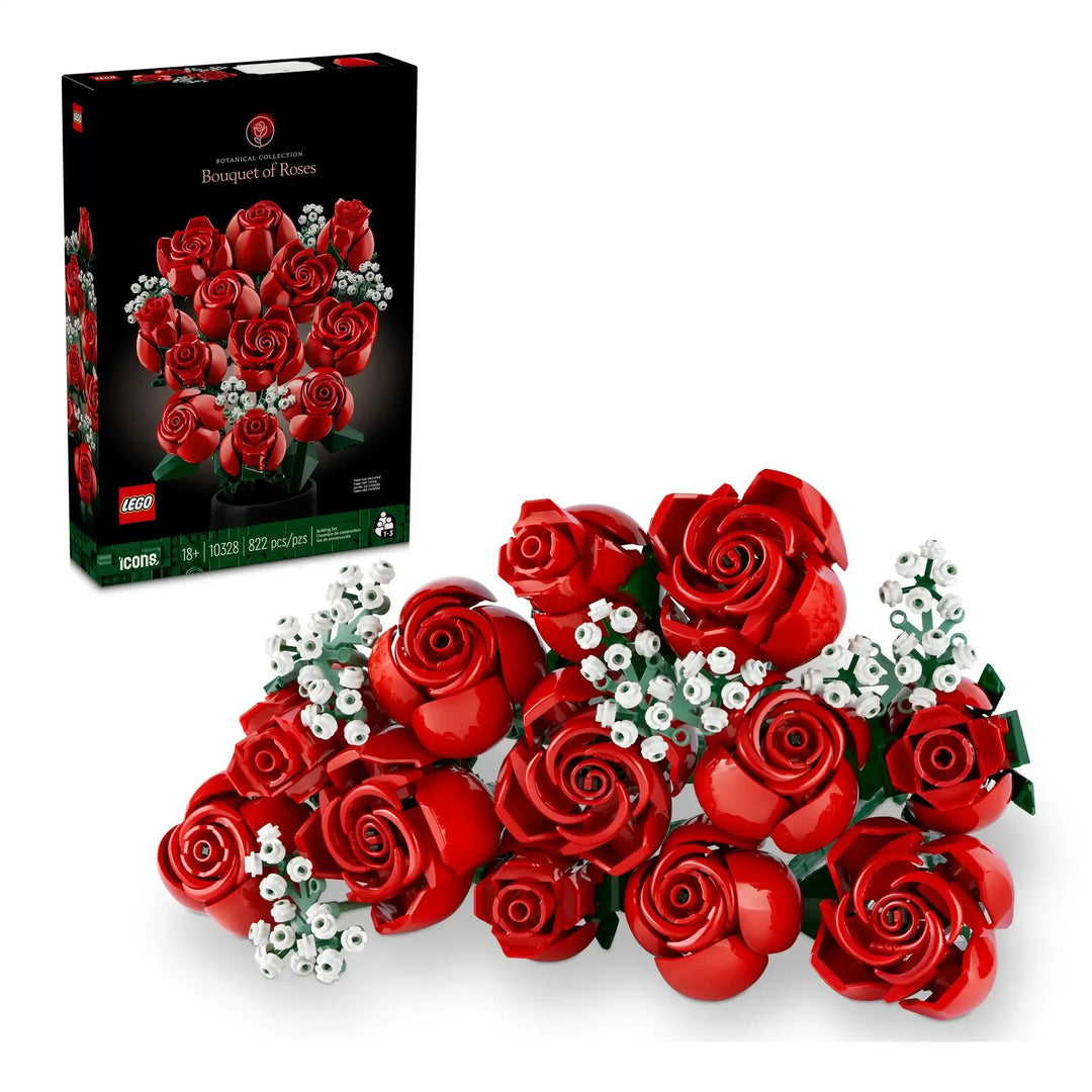 Create timeless beauty with LEGO 10328 Bouquet of Roses! 822 pieces, 12 long-stem red roses. Perfect Valentine's or anniversary gift for adult LEGO fans.