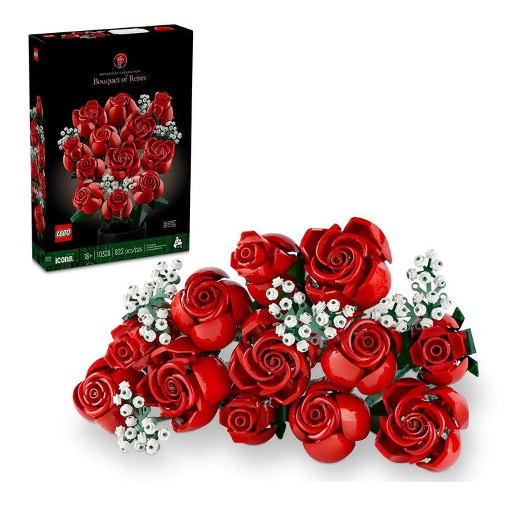Create timeless beauty with LEGO 10328 Bouquet of Roses! 822 pieces, 12 long-stem red roses. Perfect Valentine's or anniversary gift for adult LEGO fans.