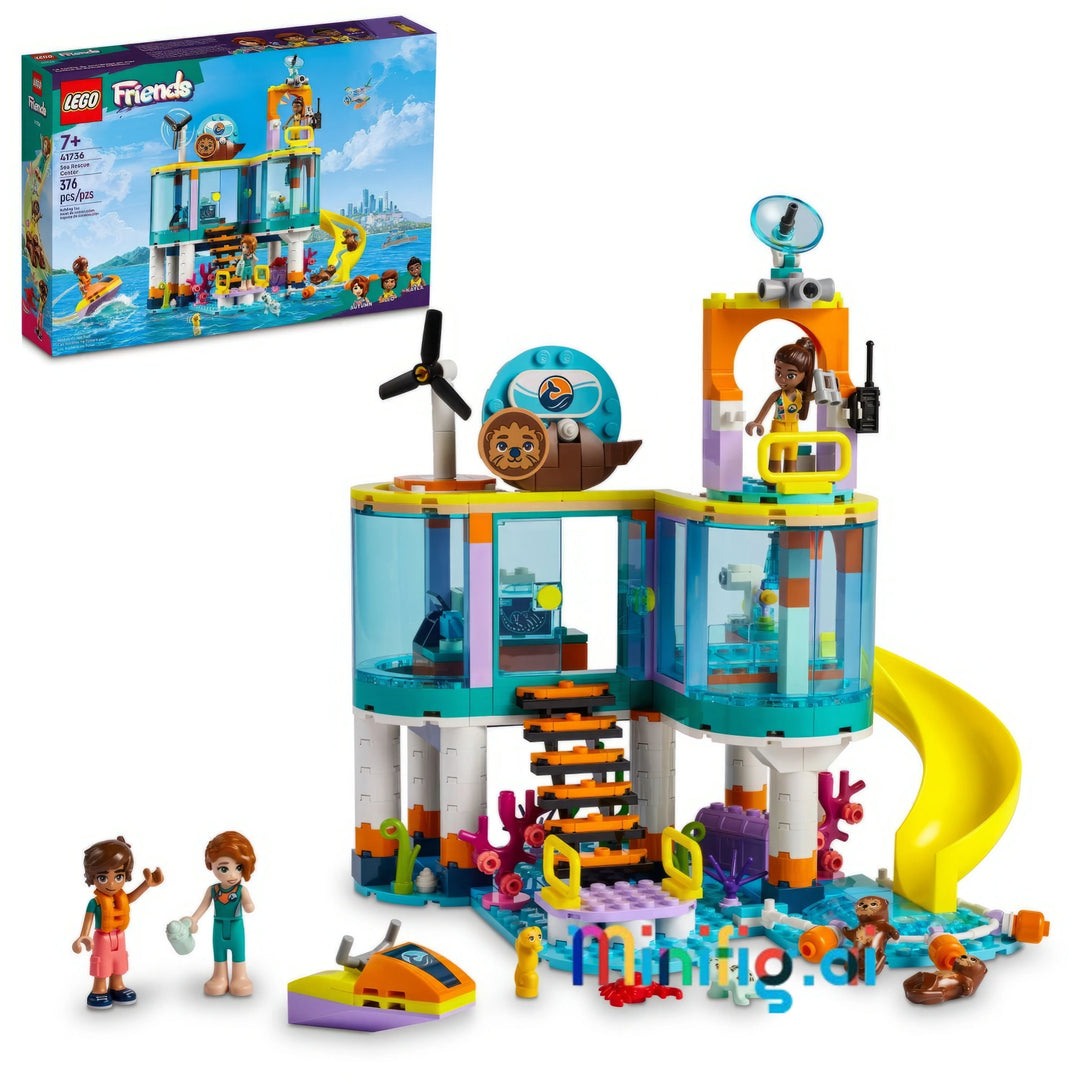 LEGO 41736 Sea Center: Friends rescue marine life! 3 mini-dolls, 4 animals, rehab area & accessories. Ocean play for 7+. #LEGOFriends #SeaLife
