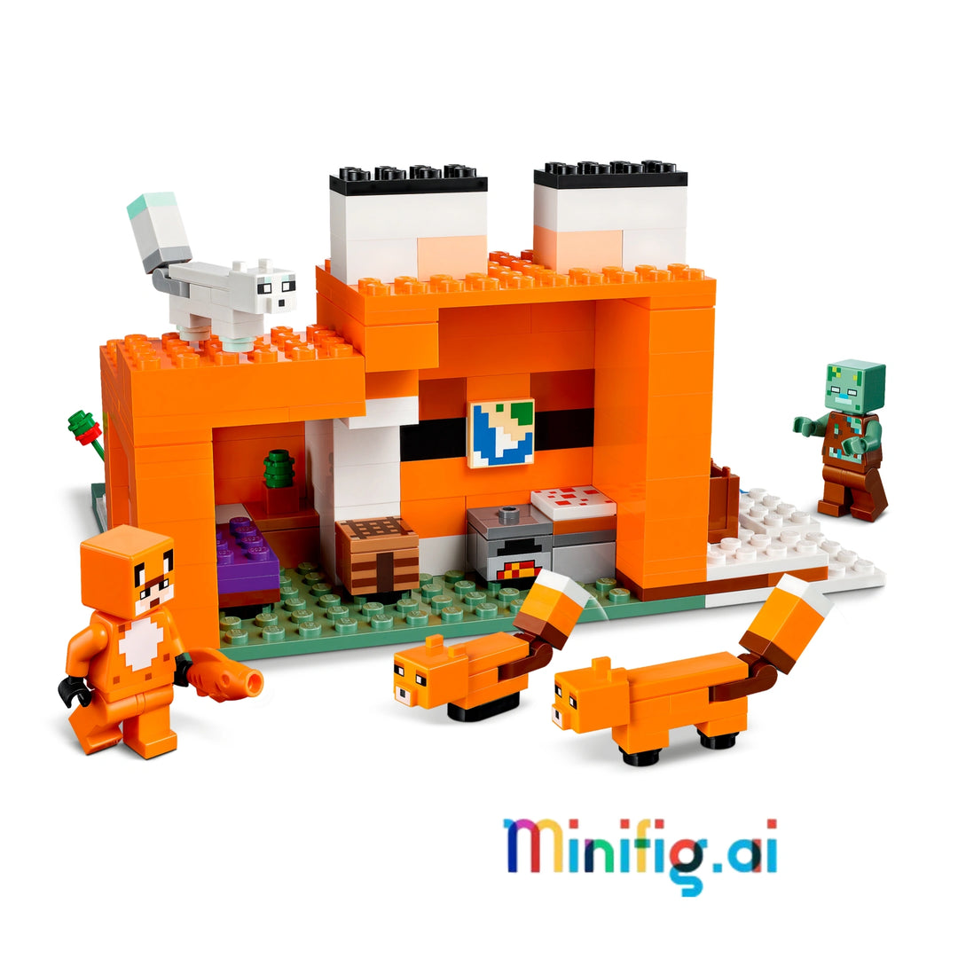 LEGO 21178 brings Minecraft's Fox Lodge to life! Unique house design, 5 figures, and creative play features. Ideal for young builders and gamers 8+.