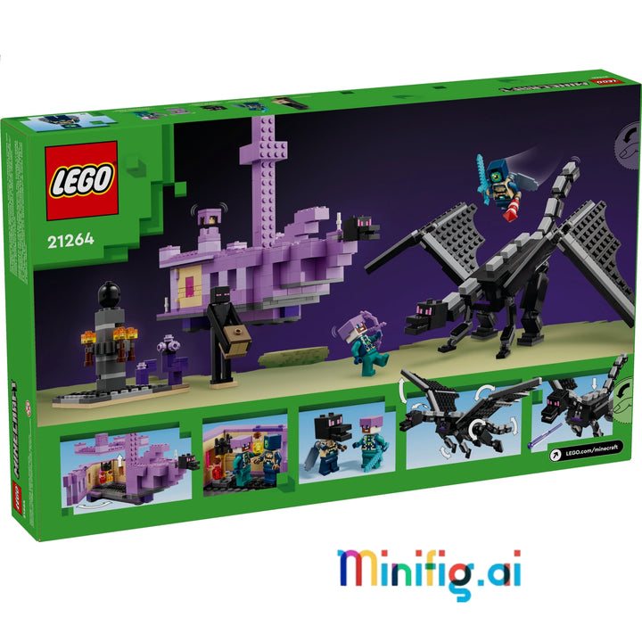 LEGO 21264 Minecraft set: Ender Dragon and End Ship await! 657 pieces, 5 characters, and interactive features. Perfect for young gamers 8+.