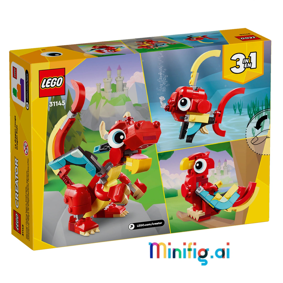 Dive into fantasy with LEGO 31145! Buildable dragon transforms into phoenix or fish. Inspiring set for young imaginations 6+. #LEGOFantasy #CreatorToys