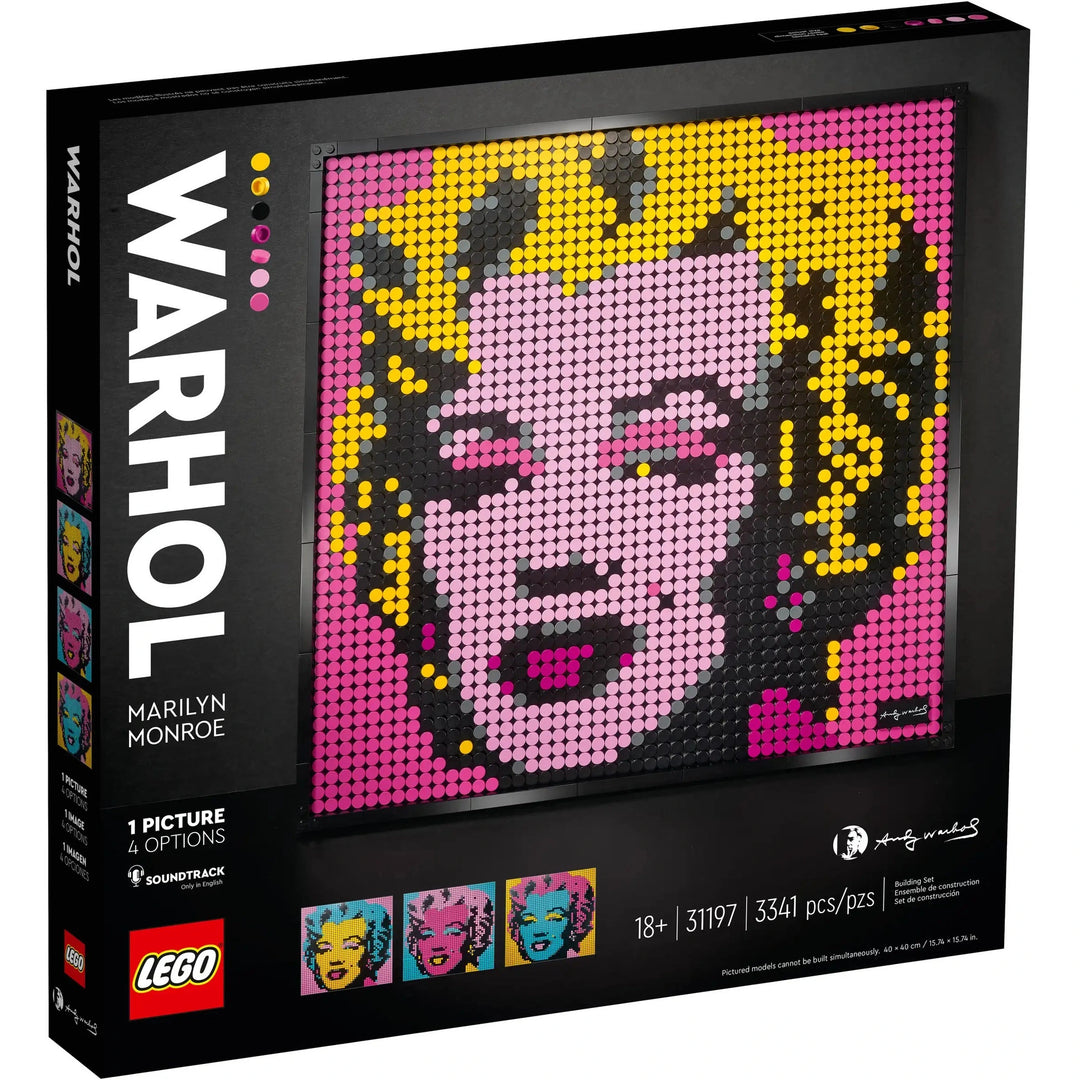 Transform your space with LEGO 31197 Andy Warhol's Marilyn Monroe! Build iconic pop art portrait, 4 color options. Perfect wall decor for art enthusiasts 18+.