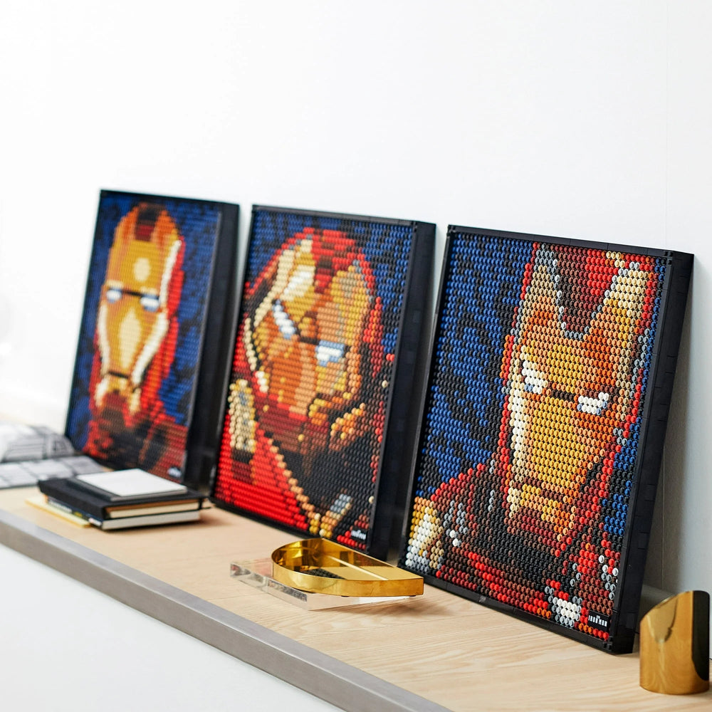 LEGO Art 31199: Bring Iron Man to life! Buildable mosaic portraits of 3 suits. Ideal gift for Marvel enthusiasts and LEGO builders 18+.