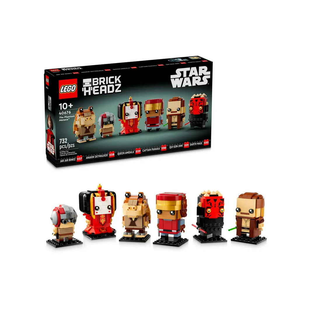 Relive The Phantom Menace with LEGO 40676! Build 6 iconic BrickHeadz characters. 732 pieces, collectible 25th anniversary set. Perfect for Star Wars fans 10+.
