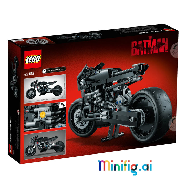 LEGO 42155 brings The Batman's Batcycle home! 641-piece set with realistic features and mechanics. Ideal for young builders and movie fans.