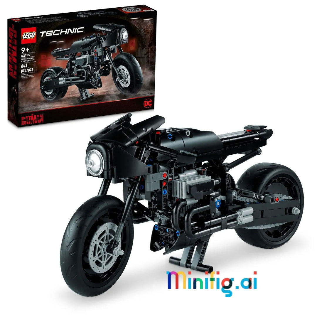 Ride with the Dark Knight! LEGO Technic 42155 Batcycle features 641 pieces, working suspension, and authentic movie details. Perfect for Batman fans 9+