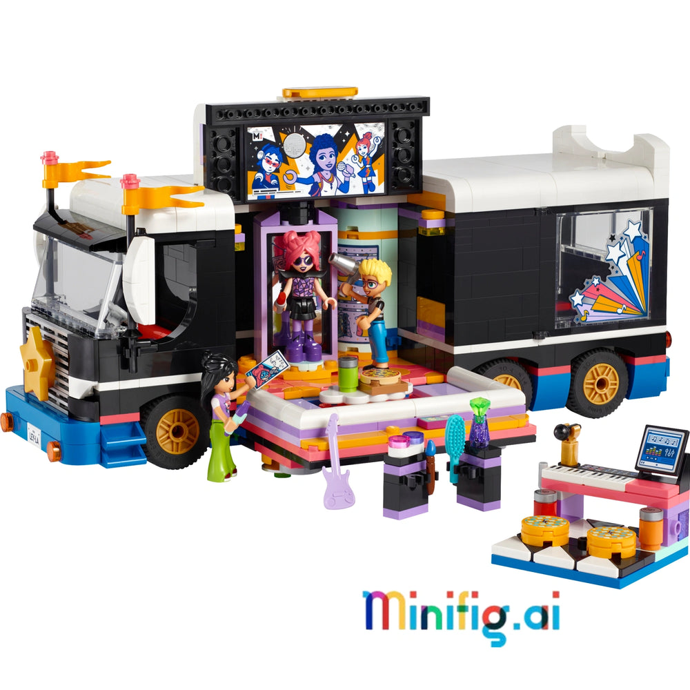 Build & tour with LEGO 42619! Friends Pop Star Bus, 4 characters, backstage fun. Creative play for young stars 8+. #LEGOMusic #TourBusSet