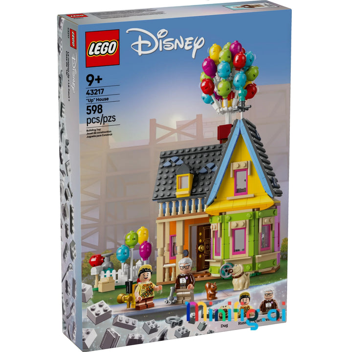 Explore LEGO Disney 43217 Up House: Colorful balloons lift Carl's home! See detailed interiors, minifigures & Dug. Perfect for Disney fans 9+. #LEGODisney #UpHouse
