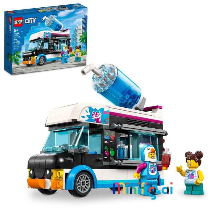 LEGO City 60384 Penguin Slushy Van: Build a cool food truck! 194 pieces, 2 minifigures & 4 slushy machines. Summer fun for ages 5+. #LEGOCity #FoodTruckToy