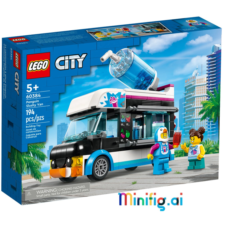 LEGO 60384 Slushy Van: Bring summer vibes to your city! Penguin-themed truck, 2 minifigures & accessories. Ages 5+. #LEGOCity #FoodTruckFun