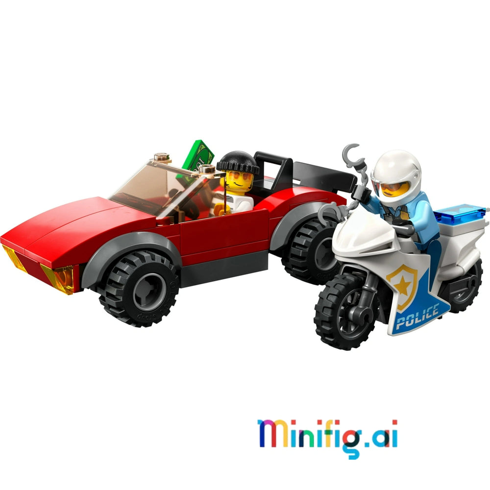 Catch the crook with LEGO 60392! Police motorcycle vs. speedy sports car. Exciting chase scenario for young builders 5 & up. #LEGOCity #PolicePursuit