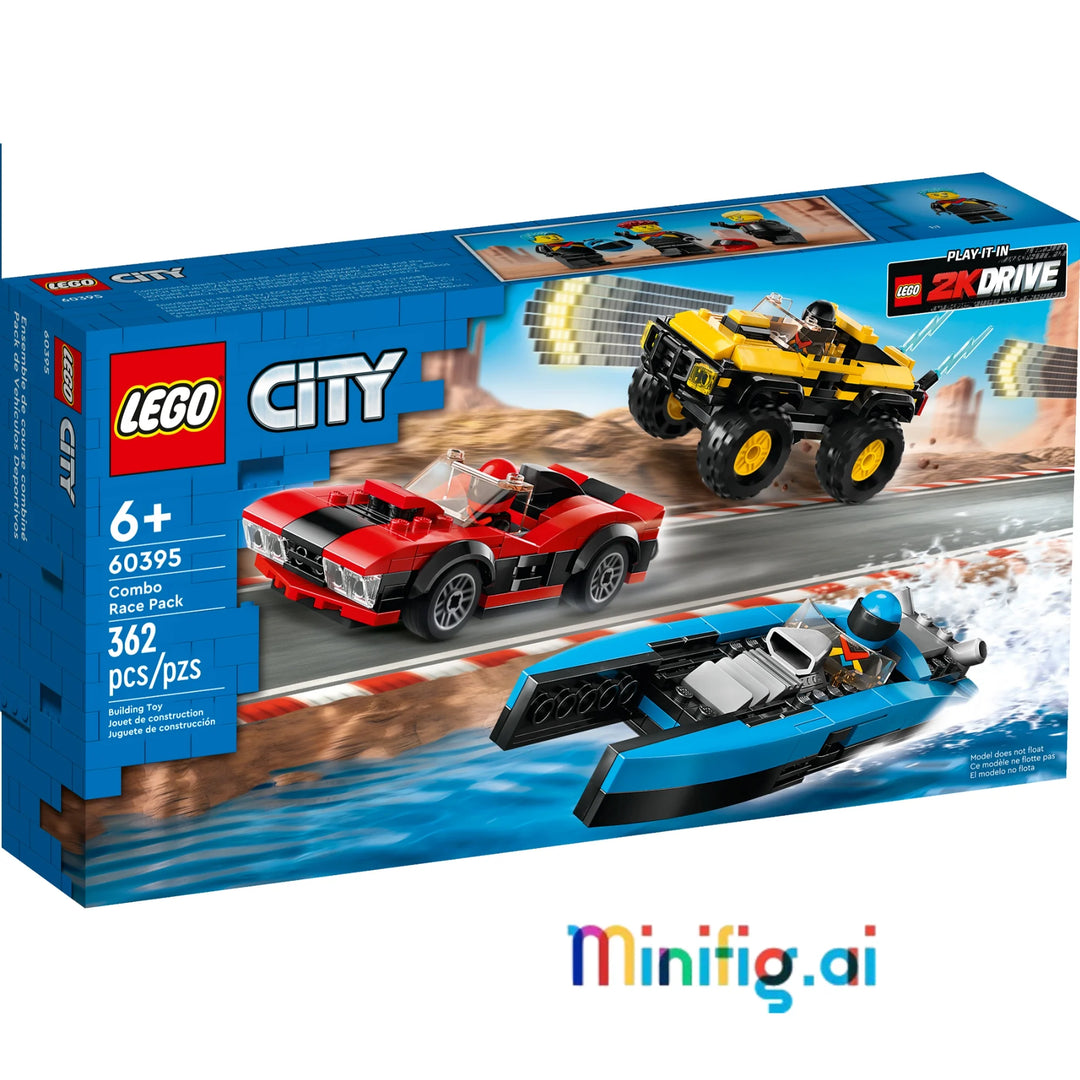 Rev up imagination with LEGO 60395! Sports car, SUV & speedboat with interchangeable parts. Inspired by 2K Drive game. Ages 6+. #LEGOCreativity #RacingFun