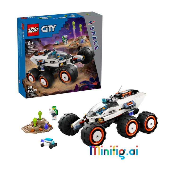 LEGO City 60431 Space Explorer Rover: Futuristic vehicle with 6 wheels & cockpit. Includes 2 astronauts, robot & alien figures. Ages 6+. #LEGOSpace #CityAdventure