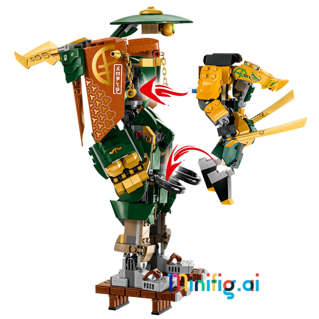 LEGO NINJAGO 71794: Lloyd & Arin's team mechs! 2-in-1 build, 5 figures. 764 pieces of Dragons Rising action for 9+. #LEGOGift #NinjaAdventure