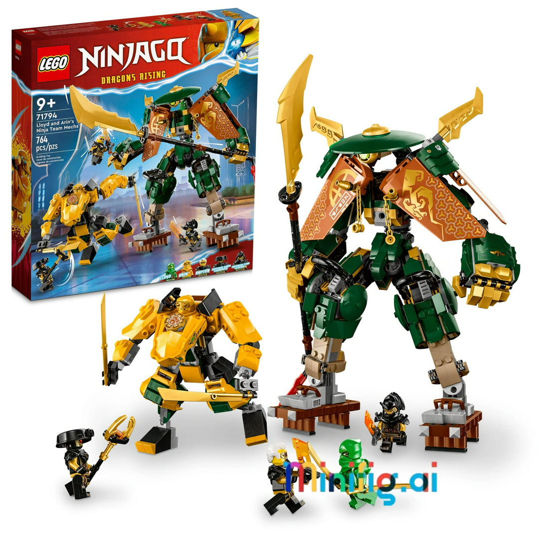 LEGO NINJAGO 71794: Dual mech adventure! 5 minifigures, weapons & 764 pieces. Build, combine & play for ages 9+. #LEGONinja #ActionSet