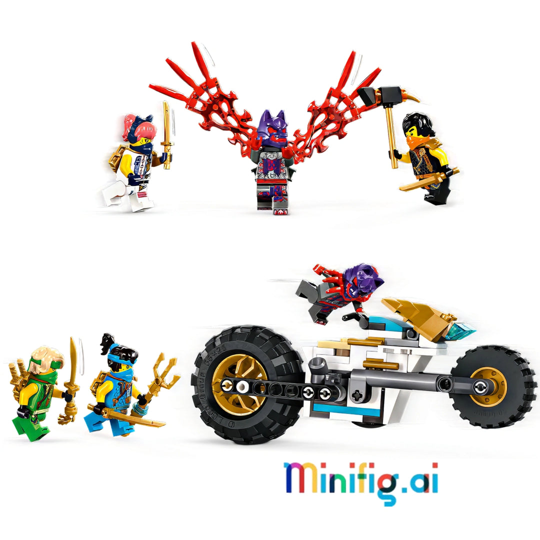 Build & battle with LEGO 71820! NINJAGO combo vehicle, 6 minifigures in tournament armor. Exciting play for 9+. #LEGOAction #NinjaVehicles