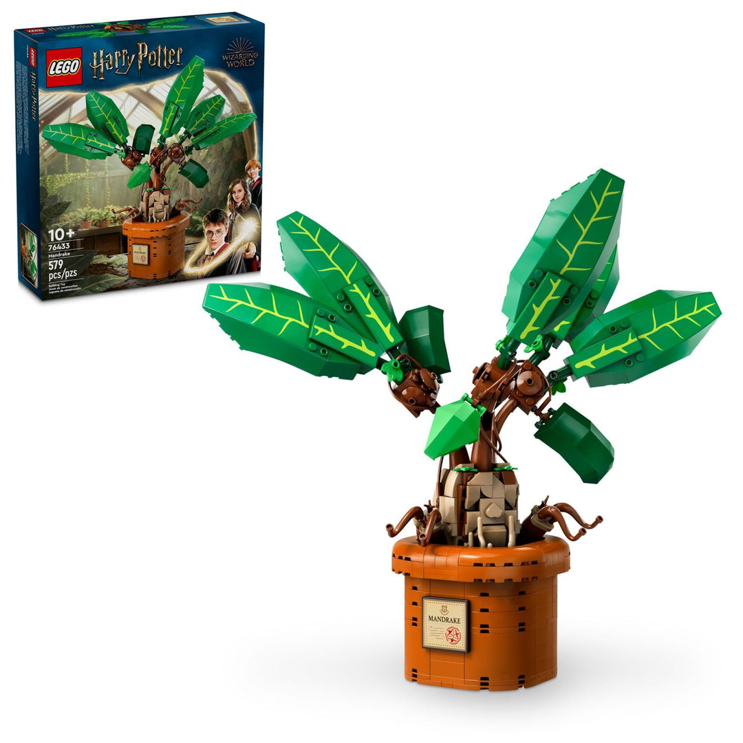 Bring Hogwarts magic home with LEGO 76433 Mandrake! Posable plant, interactive features, and authentic details. Perfect Harry Potter gift for fans 10+.