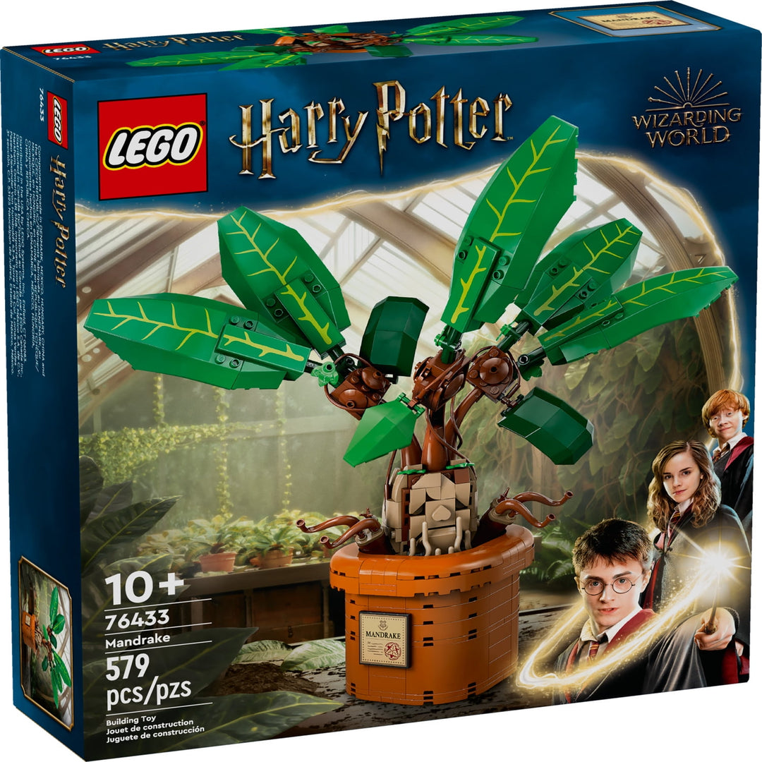 LEGO Harry Potter 76433: Build your own screaming Mandrake! Lifelike botanical design, movable parts, and display stand. Magical addition to any collection.