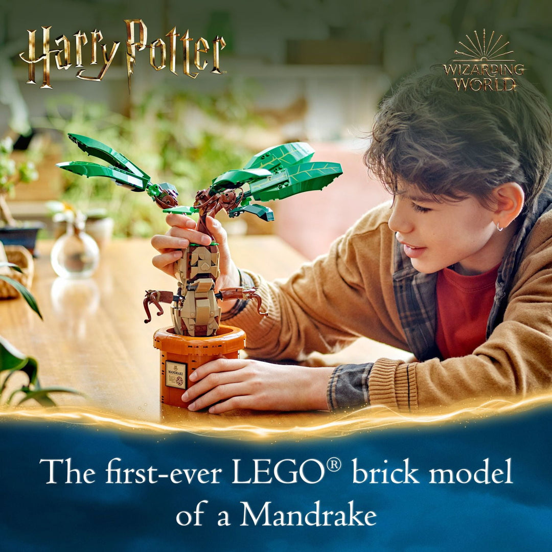 LEGO 76433 brings Harry Potter's Mandrake to life! Posable leaves, animated chest, and removable plant. Magical building experience for wizards 10+.