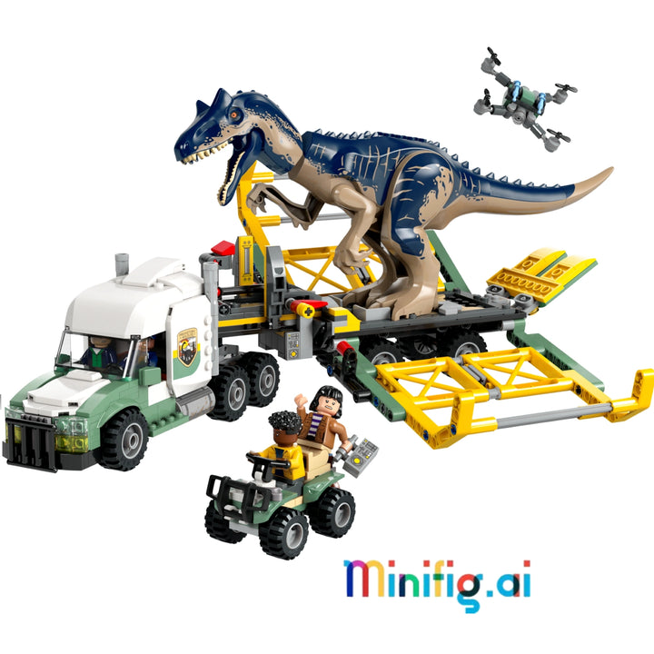 Build & chase with LEGO 76966! Jurassic World truck, Allosaurus figure, 4 minifigs. Prehistoric action for young explorers 8+. #LEGOJurassic #DinoTruck