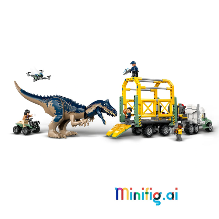 LEGO Jurassic World 76966: Allosaurus on the loose! Transport truck, drone, 4 minifigs. 588 pieces of dino excitement for 8+. #LEGOGift #DinosaurSet