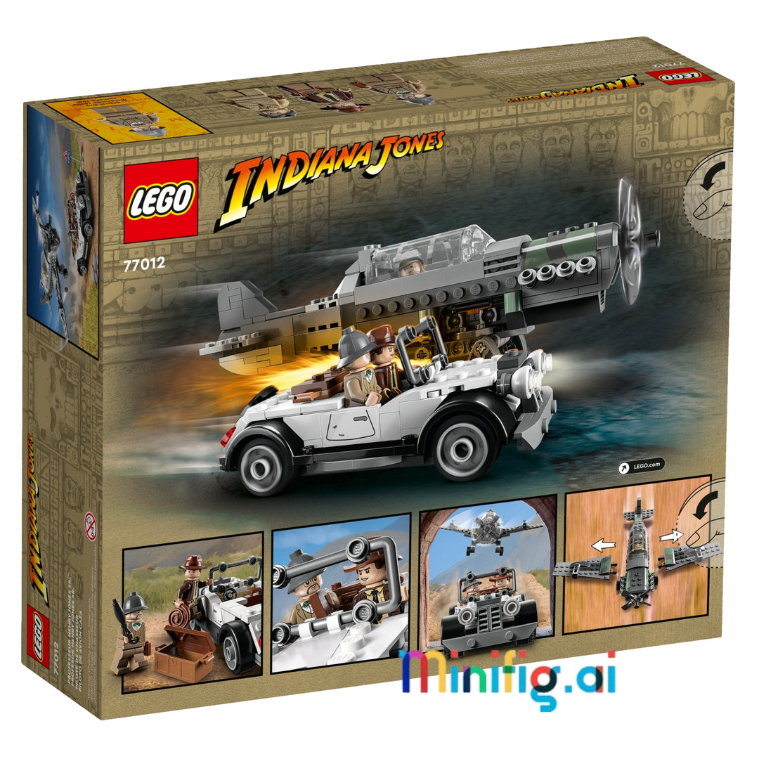 Unleash adventure with LEGO Indiana Jones 77012! Fighter plane, vintage car, and 3 minifigures await. Ideal for movie fans and builders 8+.