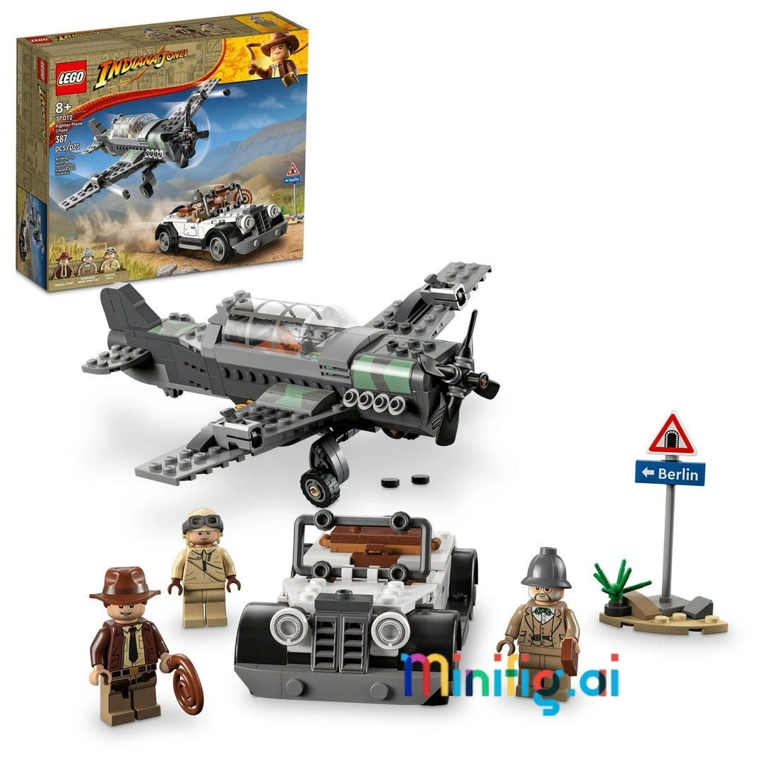 LEGO 77012 brings Indiana Jones to life! Fighter Plane Chase set with car, plane, and minifigures. Perfect for creative play, ages 8 and up.