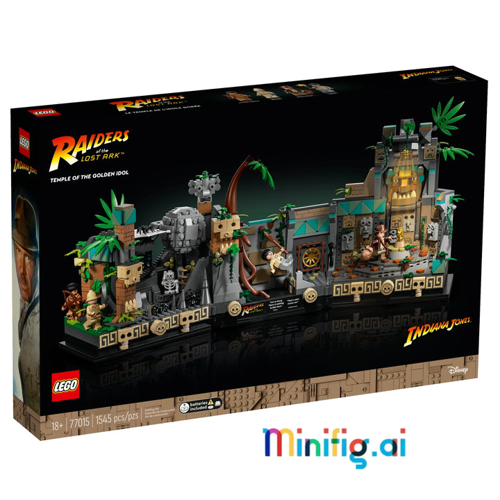 Experience LEGO Indiana Jones 77015: Temple of the Golden Idol! 1,545-piece set with interactive features, 4 minifigures, and iconic movie scenes. For adults 18+.