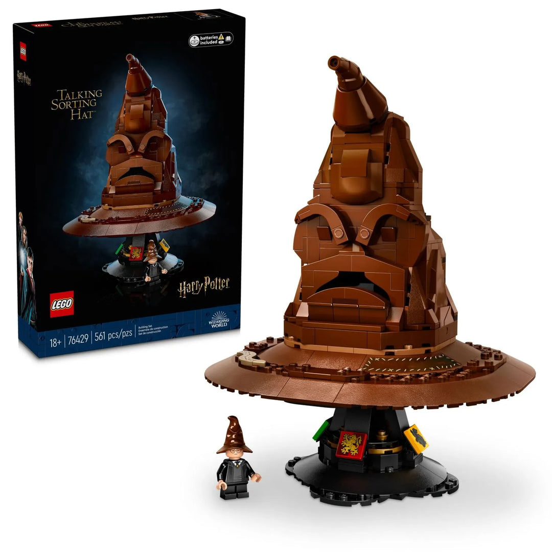 Experience Hogwarts magic with LEGO 76429 Talking Sorting Hat! Interactive sounds, house sorting, and authentic details. Perfect Harry Potter gift for adult fans.