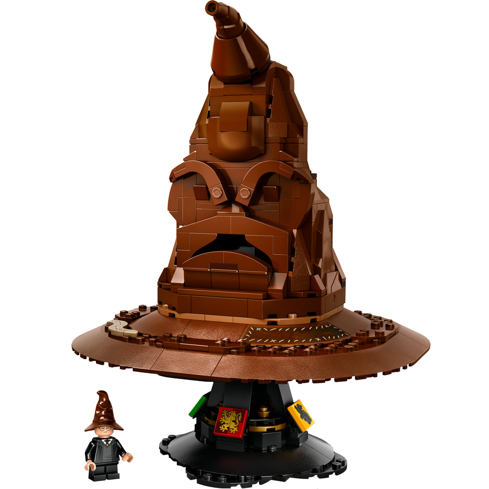 LEGO Harry Potter 76429: Build your own Sorting Hat! Lifelike design, 31 randomized sounds, and display stand with house crests. Wizarding World collector's item.