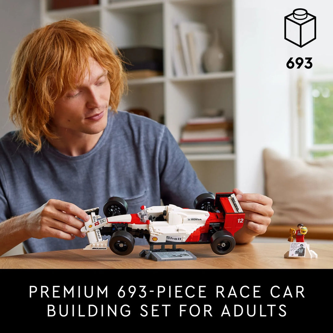 Senna's McLaren LEGO (10330): Legendary F1 car recreated. Detailed V6 engine, adjustable rear wing. Senna figure with stand. Collector's dream.