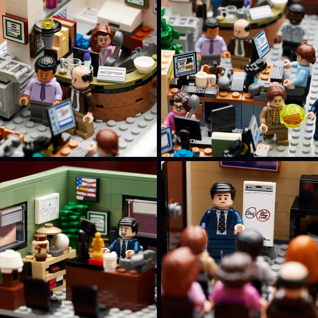 Dunder Mifflin LEGO (21336): 12" wide office model. 15 beloved characters. Show-accurate details. 18+ piece count. Ultimate Office fan item.