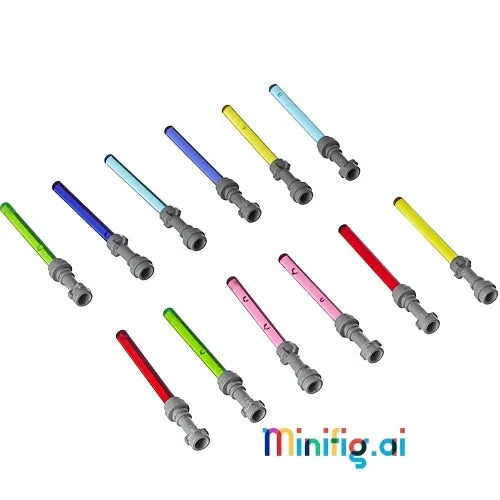 LEGO Lego Star Wars Lightsaber Lot of 12 Gray Hilt Purple, Pink, Red, Green, Yellow, & Blue Lightsabers (Darth Vader, Yoda, Luke Skywalker), Front View, B00DUMD70U