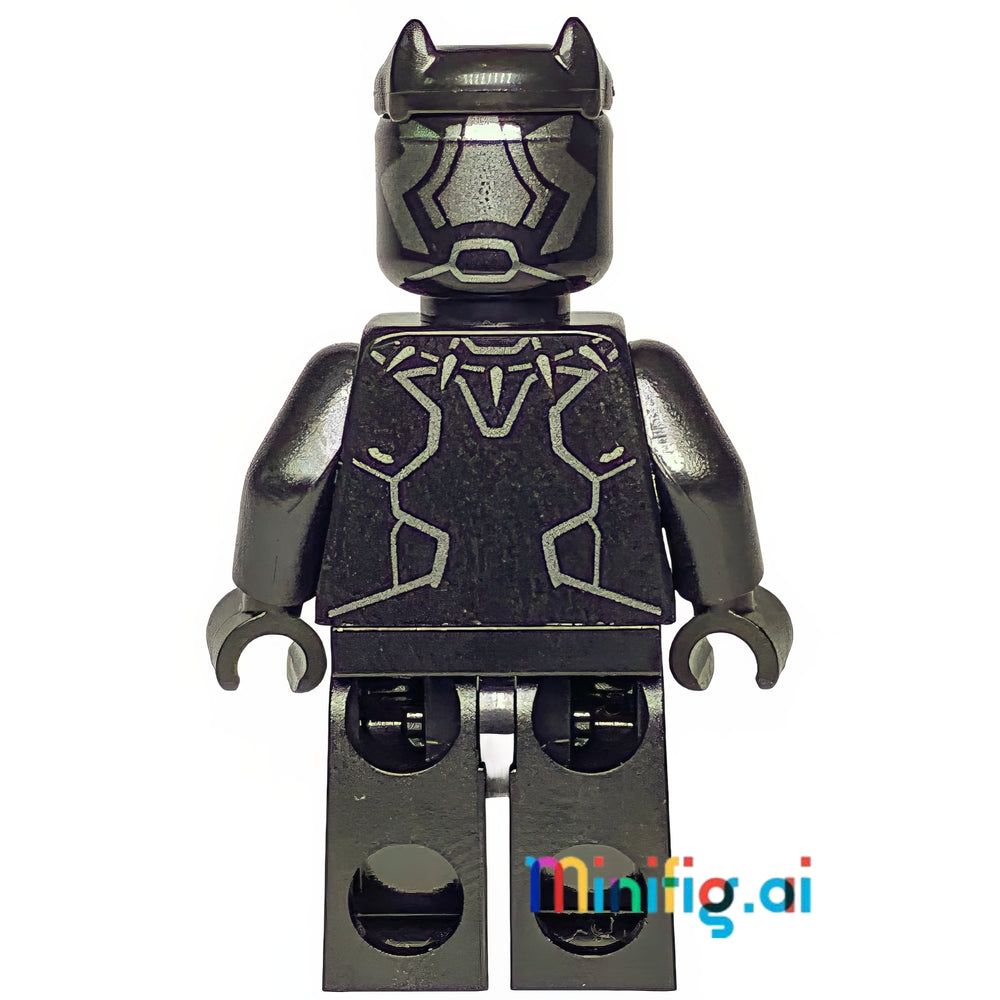 LEGO Marvel Super Heroes Black Panther Minifigure from sets 76100 & 76103, bricklink sh0466, Rear View, B07BBSQPQ1