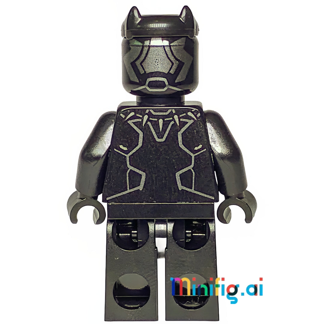 LEGO Marvel Super Heroes Black Panther Minifigure from sets 76100 & 76103, bricklink sh0466, Rear View, B07BBSQPQ1