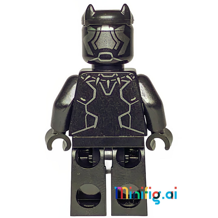 LEGO Marvel Super Heroes Black Panther Minifigure from sets 76100 & 76103, bricklink sh0466, Rear View, B07BBSQPQ1