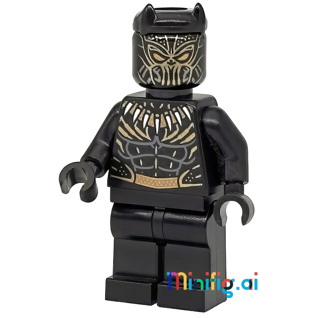 LEGO Marvel Super Heroes Erik Killmonger Golden Jaguar Minifigure from set 76099, bricklink sh0477, Front View, B079KQZVHK