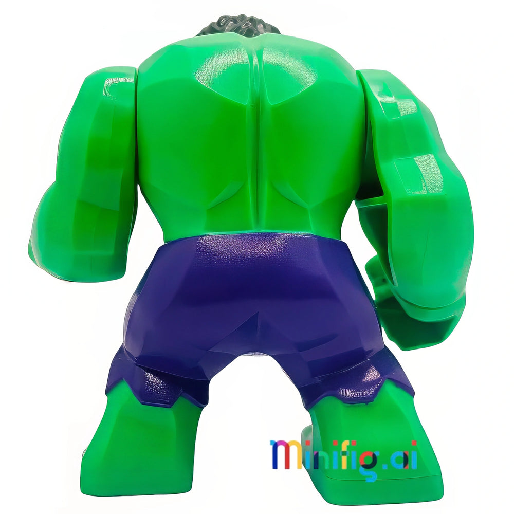 LEGO Marvel Super Heroes Hulk Minifigure in Dark Purple Pants From Set 76018, bricklink sh0095, Rear View, B01N6F8479