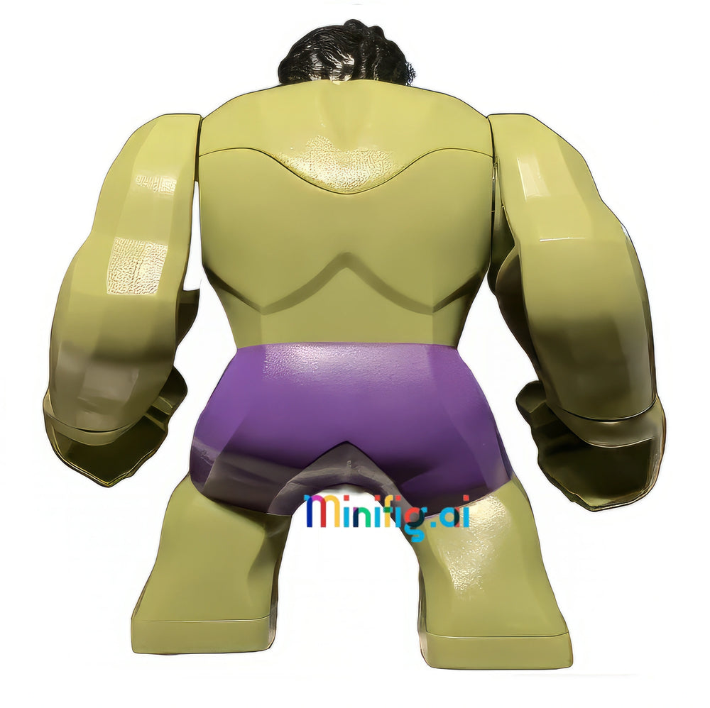 LEGO Marvel Super Heroes Hulk Minifigure in Darl Purple Pants From Sets 76031 & 76041, bricklink sh0173, Rear View, B0989DHGG2