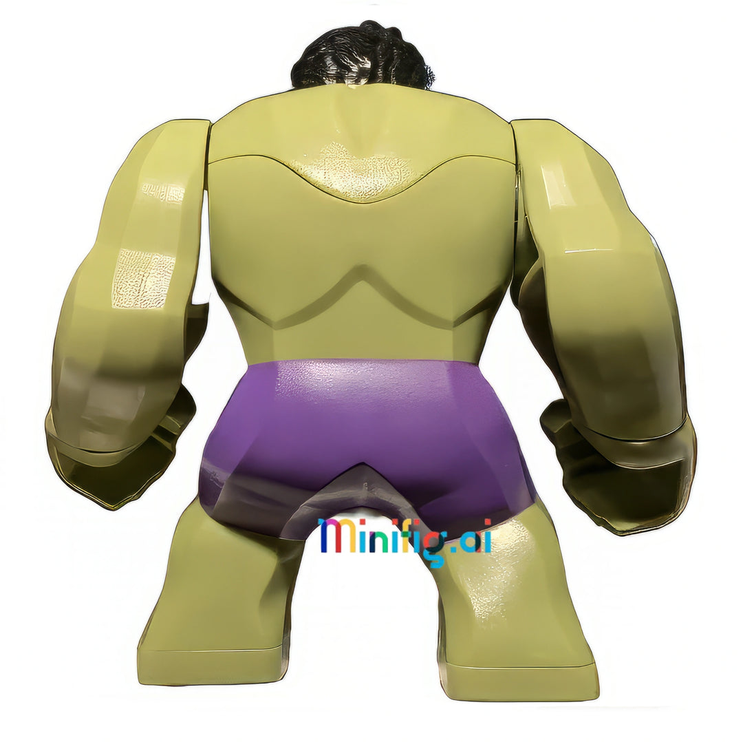 LEGO Marvel Super Heroes Hulk Minifigure in Darl Purple Pants From Sets 76031 & 76041, bricklink sh0173, Rear View, B0989DHGG2