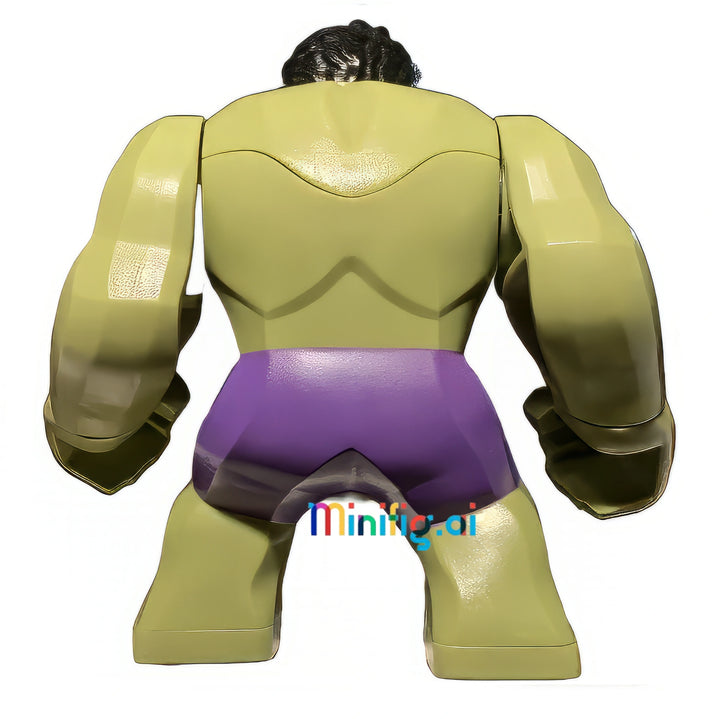 LEGO Marvel Super Heroes Hulk Minifigure in Darl Purple Pants From Sets 76031 & 76041, bricklink sh0173, Rear View, B0989DHGG2