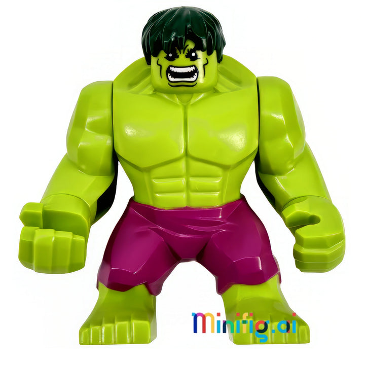 LEGO Marvel Super Heroes Hulk Minifigure in Magenta Pants From Set 76078, bricklink sh0371, Front View, B06X1BNYWJ