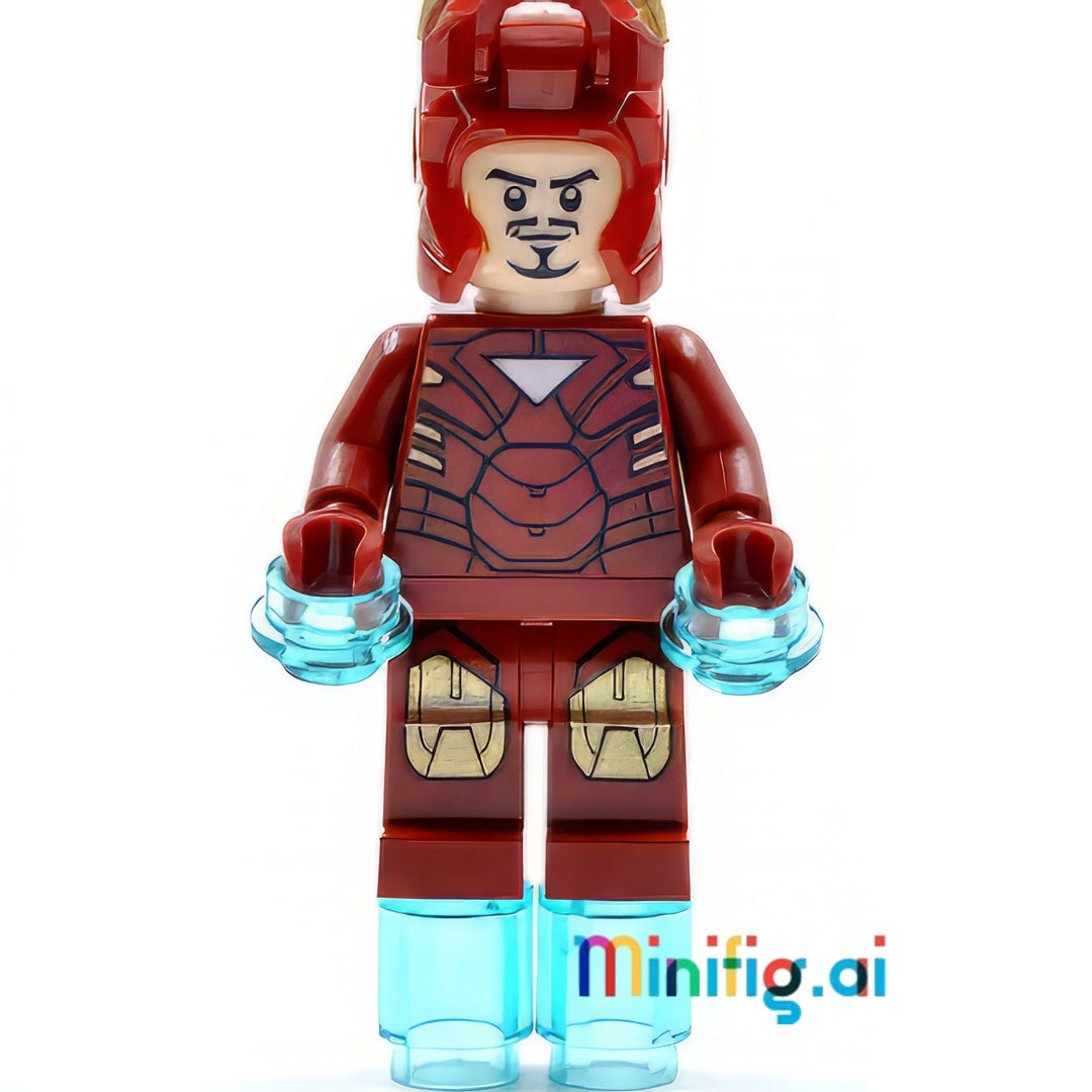 LEGO Marvel Super Heroes Iron Man Mark 6 Minifigure From Sets 6867 & 30167, bricklink sh0015, Front View Helmet Opened, B007BFLGU0