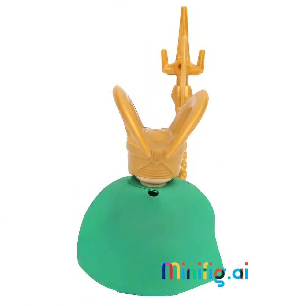 LEGO Marvel Super Heroes Loki Minifigure with Pearl Gold Chitauri Scepter from sets 6867, 6868, 6869, bricklink sh0033, Rear View, B007RVVTQE