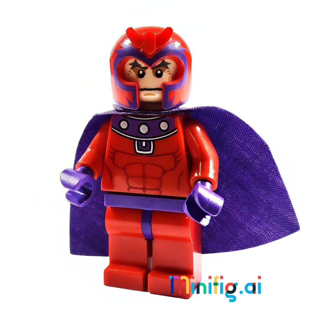 LEGO Marvel Super Heroes Magneto Minifigure with Purple Cape from set 6866 bricklink sh0031, Front View, B01LVU4YAX