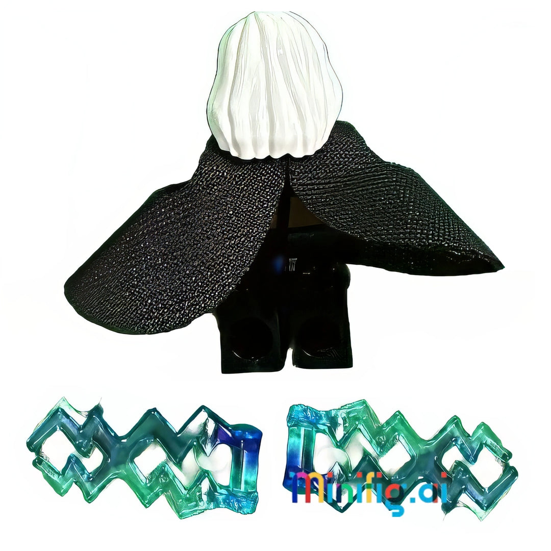 LEGO Marvel Super Heroes Storm Minifigure With Black Cape & Two Lighting Bolts From Set 76022, bricklink sh0116, Rear View, B00KTQFIX4