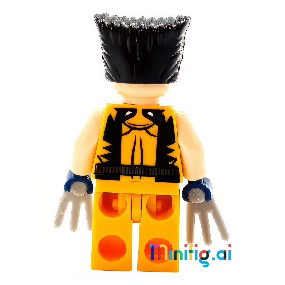 LEGO Marvel Super Heroes Wolverine Minifigure with Pearl Gold Chitauri Scepter from set 6866, bricklink sh0017, Rear View, B007BFMVHC