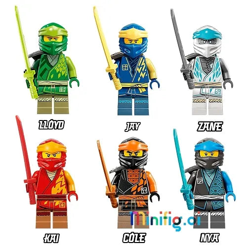 LEGO NINJAGO Core Minifigure Combo Pack - Lloyd, Jay, Kai, Cole, Zane, NYA with Katanas, B07TM1D1XP